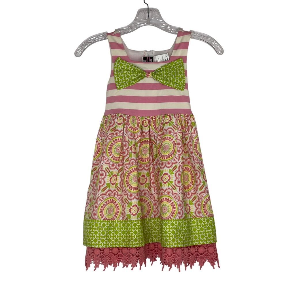 Counting Daisies Floral Stripped Fit and Flare Sleeveless girl's dress size 5